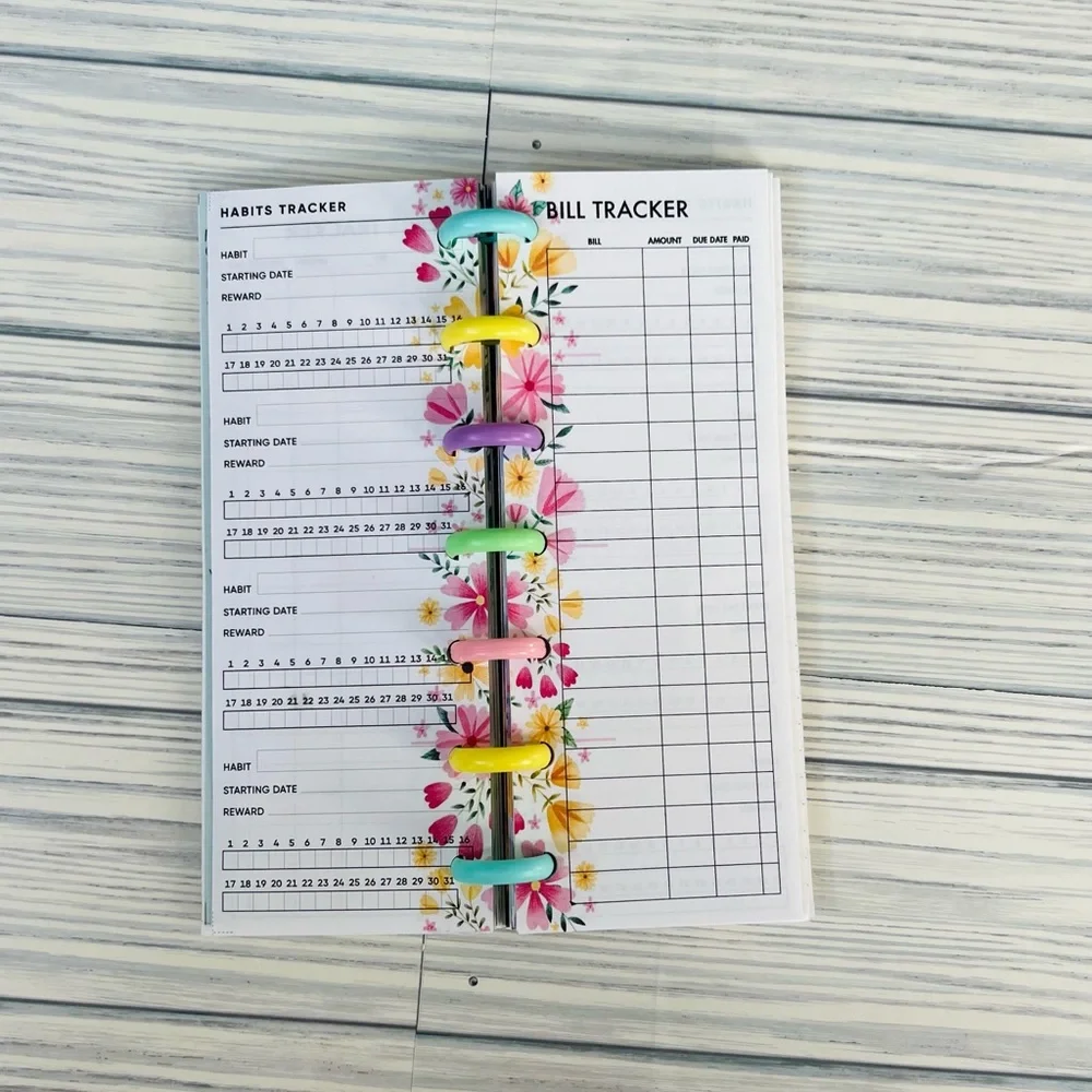 Happy Planner skinny mini size extension set 6 months undated floral